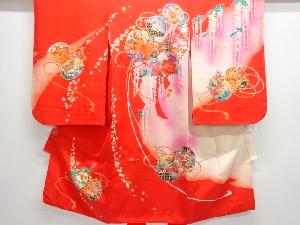 アンティーク　鼓に花扇模様着物